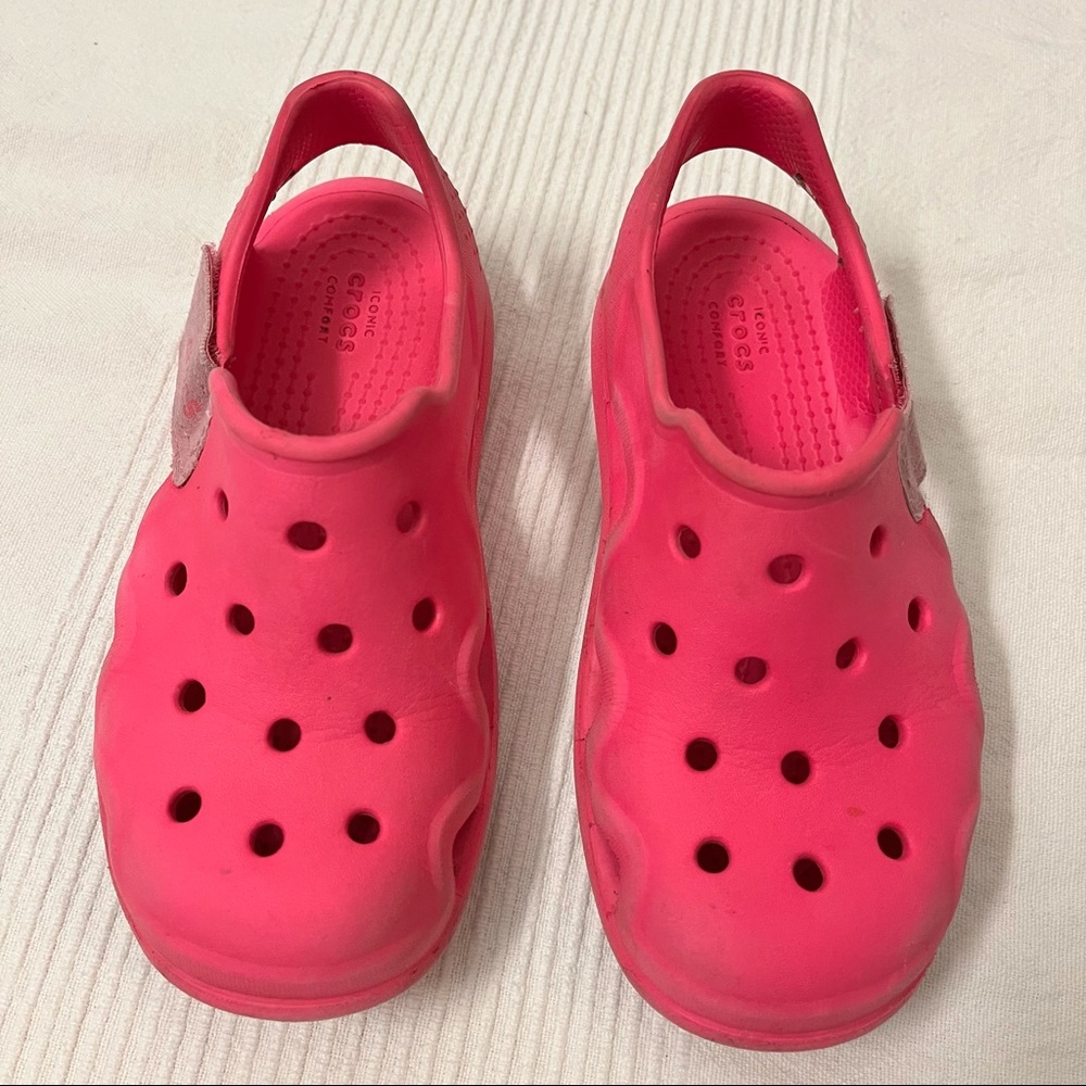Crocs Swiftwater Wave 204021-676 Pink Clogs, size child toddler youth girls 12
